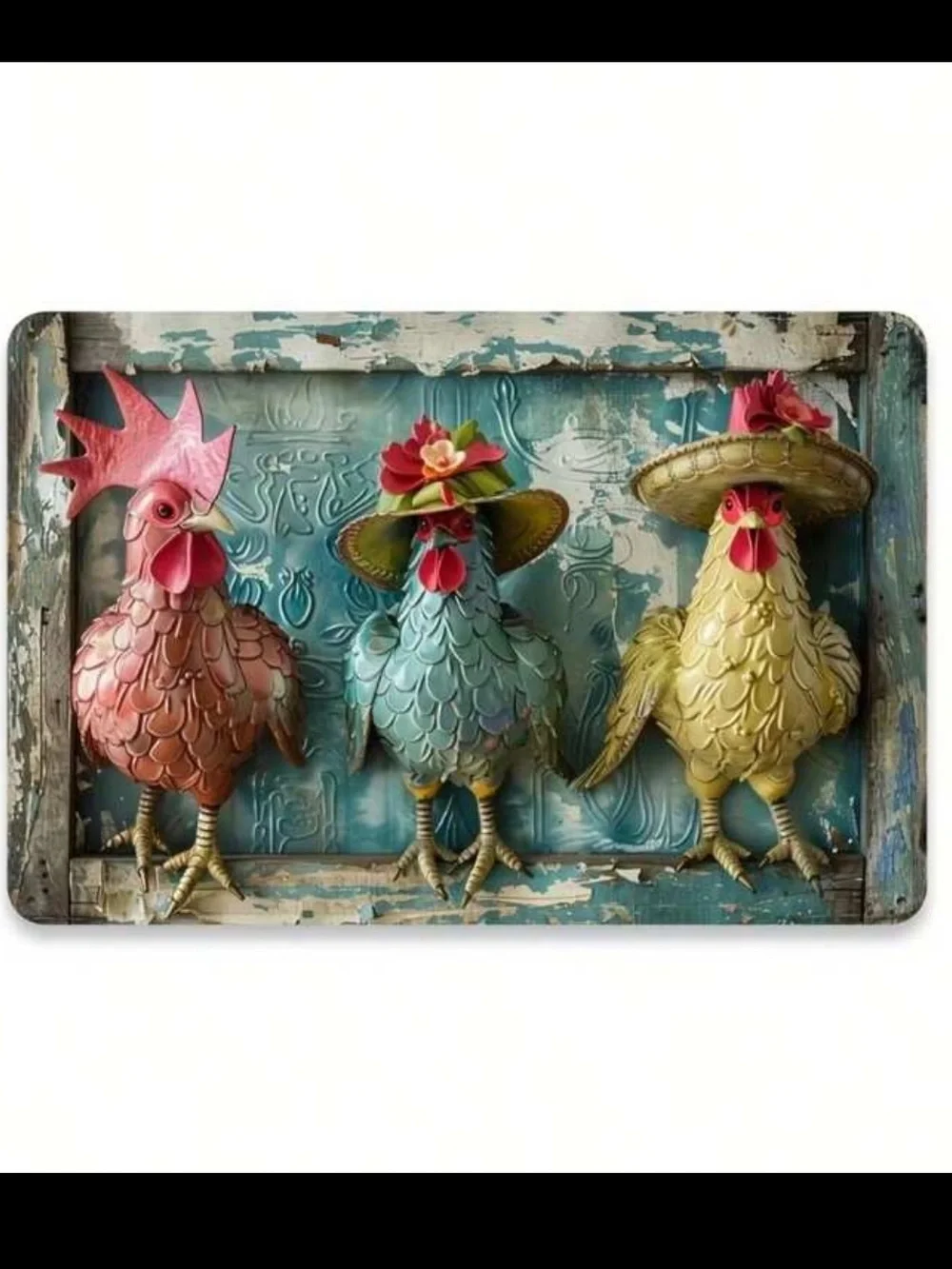Rustic Chicken Farmhouse Metal Decor NEW 🏷️